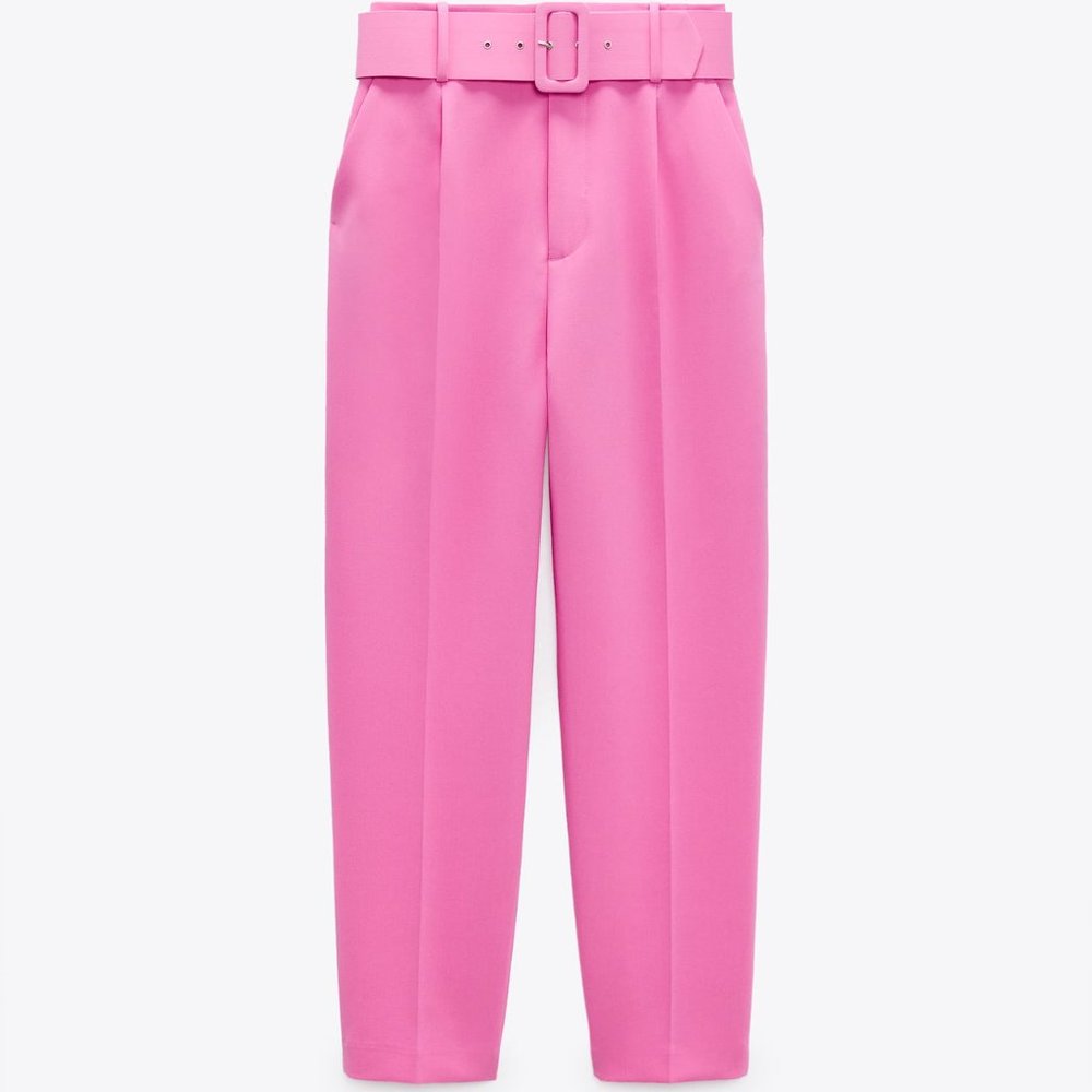 ZARA PANTS WITH FABRIC-COVERED BELT - Picture 3 of 5